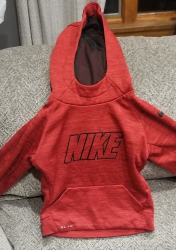 NIKE Drifit Red Hoodie Sweatshirt, Black Nike & Swoosh Logo, Size 4T (3-4 yrs) - Picture 5 of 6