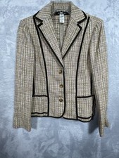 Jones New York Women Brown Blazer Jacket Button Front Size 8
