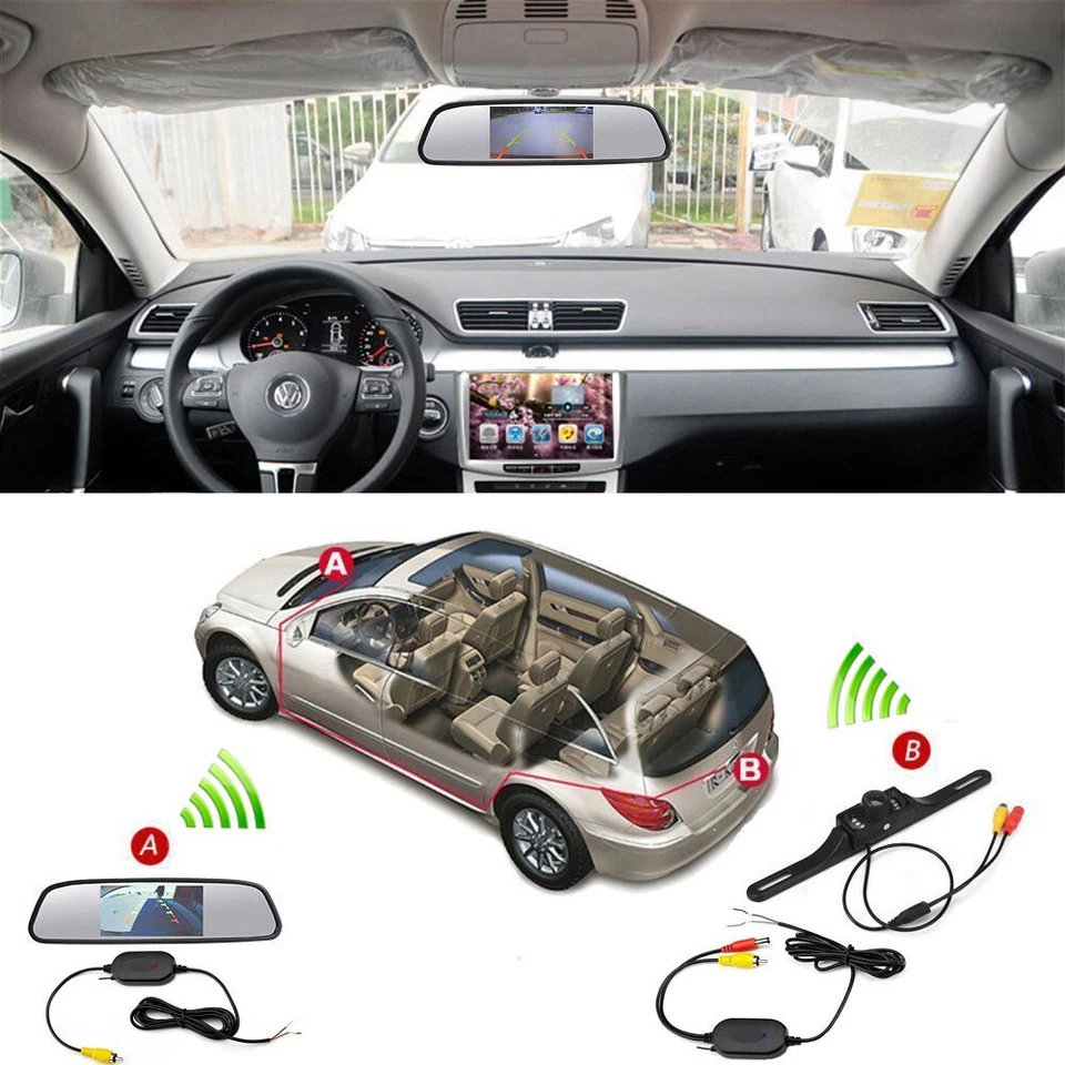 Wireless IR Waterproof Rear View Backup Camera + 4.3" Car TFT LCD Mirror Monitor - Image 2 of 4