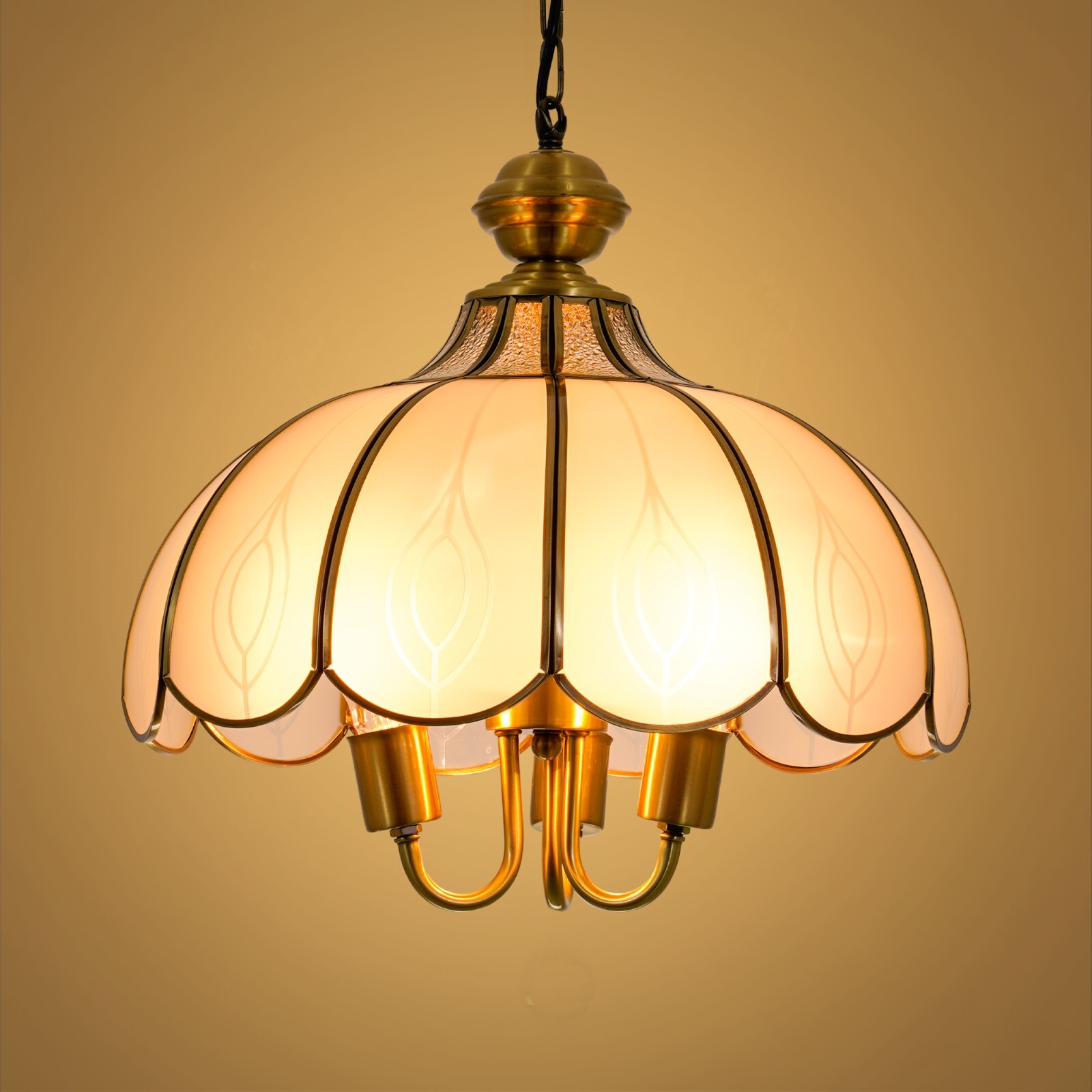 Mid-century Gold Chandelier 3-Lights Pendant Lamp European Ceiling Lighting