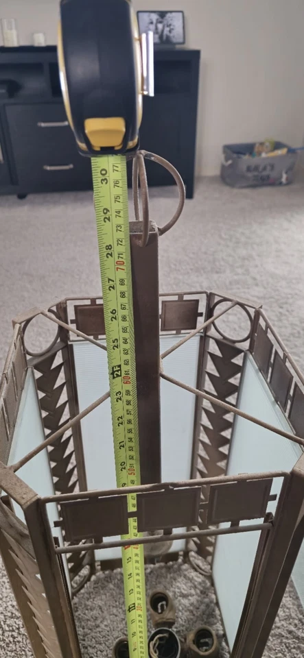 Lámpara de araña grande Southwestern de vidrio y acero  Foto 4 de 4