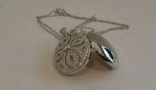 Women Locket Pendant 14K White Gold Plated 18" 2Ct Round Cut Lab-Created Diamond - Image 2 of 4