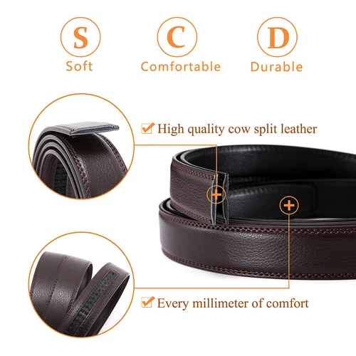 Men's Leather Ratchet Belt Strap Only 30mm Replacement Belt without Buckle - Picture 19 of 36
