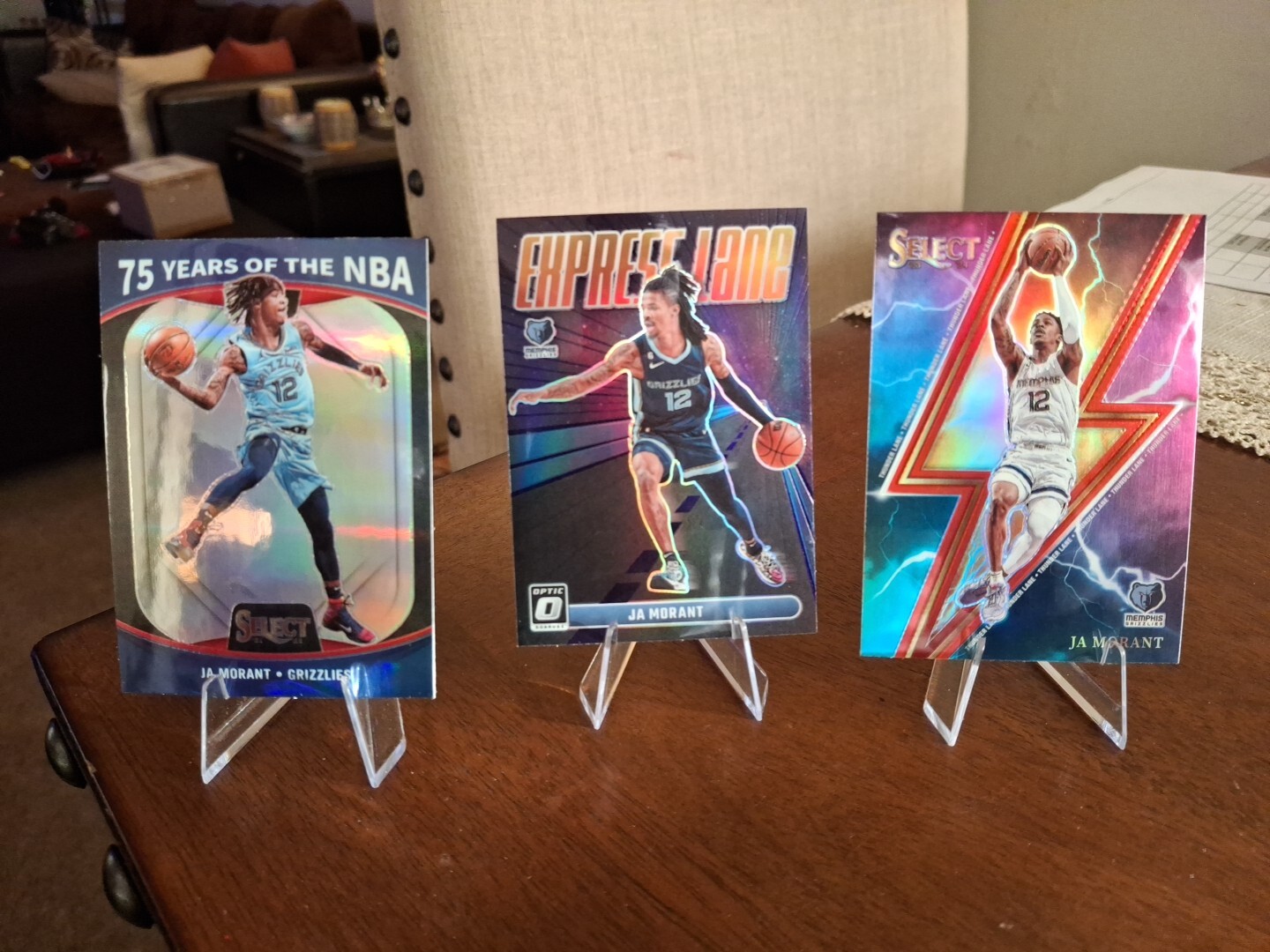Ja Morant 3-Card Lot Memphis Grizzlies Select Donruss Optic Silver Holo