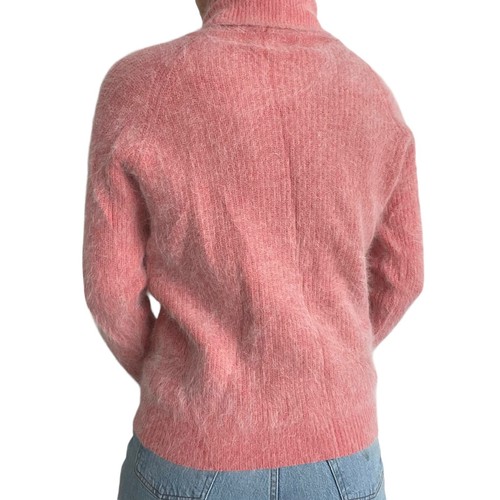 Vintage 80s Womens Casual Corner Salmon Pink Fluffy Soft Sexy Angora Sweater - Picture 8 of 11