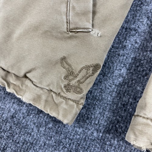 American Eagle Jacket Mens Beige Canvas Sherpa Workwear Utility Distressed Y2k - Picture 4 of 18
