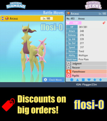 6IV Shiny Arceus All Types Pokemon Brilliant Diamond and Shining Pearl
