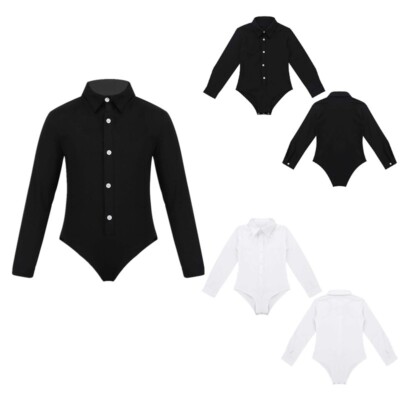 Kinder Jungen Bodysuit Formal Balletttrikot Revers Strampler Samba Tanztrikot
