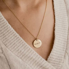 Customized Double One Sided Name Necklace Engraved Pendant Jewelry Handwriting