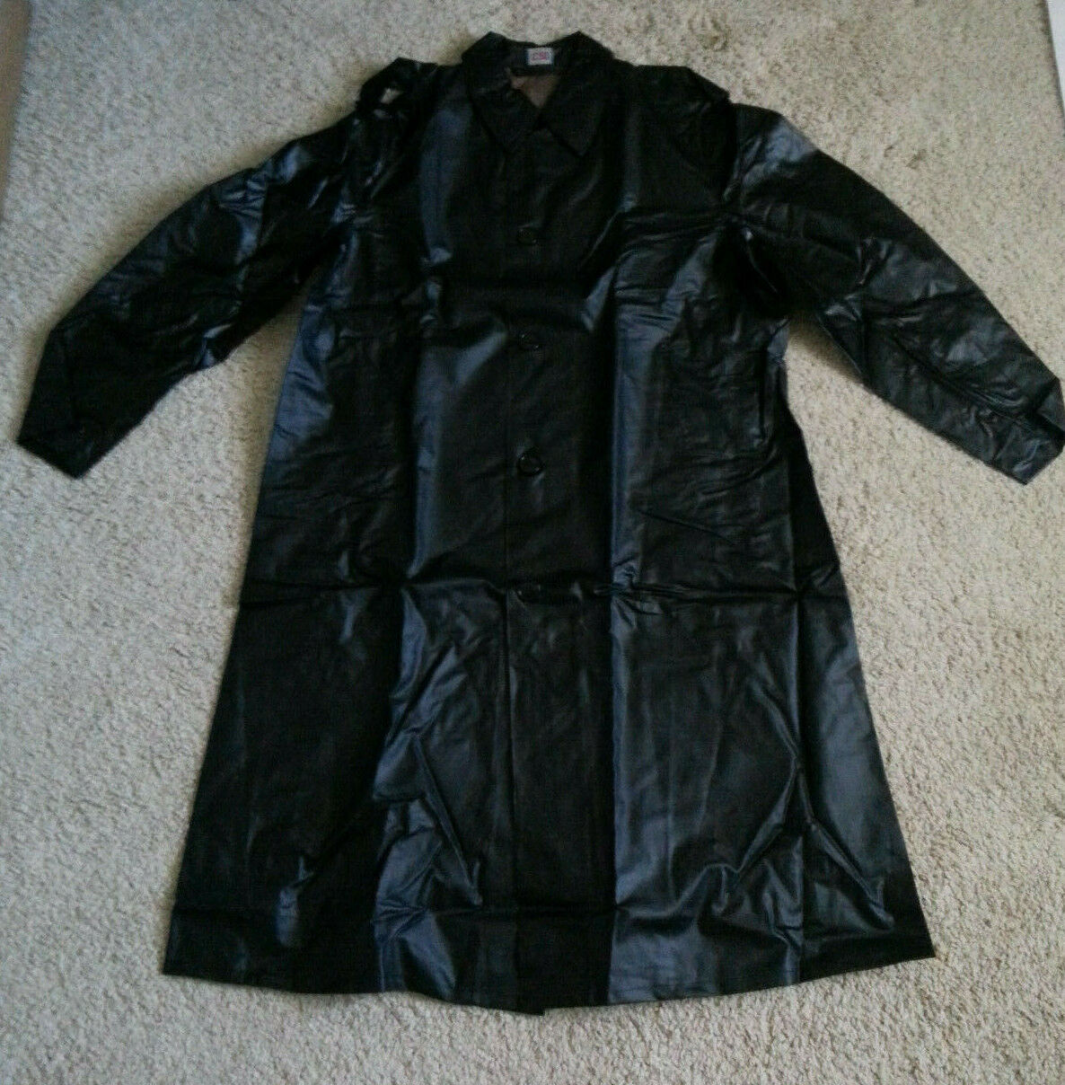 Genuine Vintage 60's Swedish Military Surplus Black Rain Trench Coat