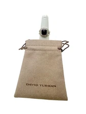 David Yurman Sterling Silver Cable Black Onyx Diamond Albion Ring Sz 6.75 Pouch