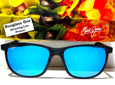 NEW Maui Jim LELE KAWA Dark Navy Stripe POLARIZED Blue GLASS