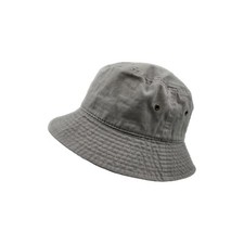 Newhattan Bucket Hat - Solid Gray Cotton Sun Cap - Size S / M