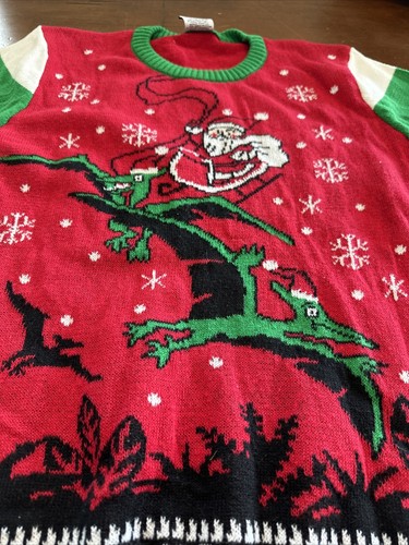 Holiday Sweater Dinosaur Santa Christmas Boys Youth Size Small Knit - Picture 2 of 8