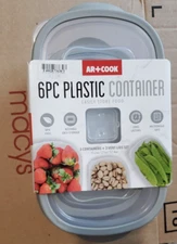 AR+COOK 6-PC. FOOD STORAGE CONTAINER SET 3 CONTAINERS + 3 LIDS Gray