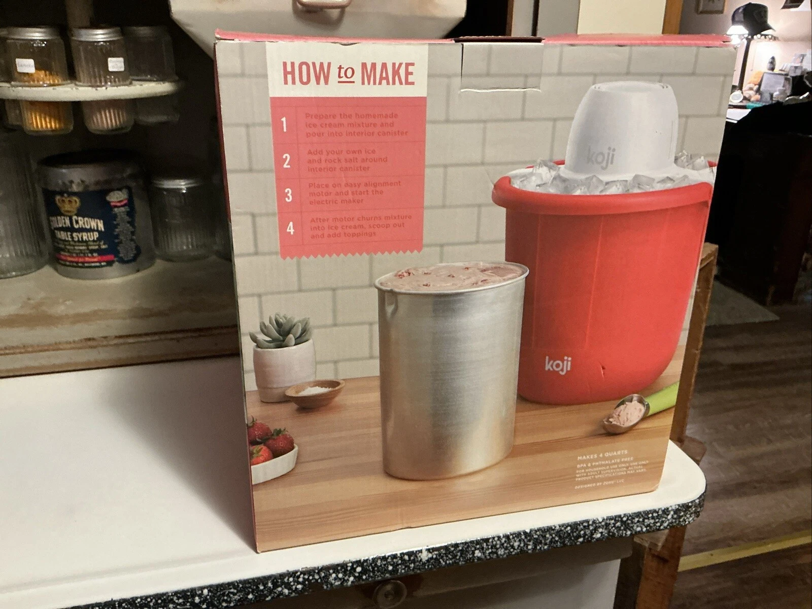 NEW RED Koji Electric Ice Cream Maker Homemade 4 Quart 🍦BPA & PHTHALATE Free