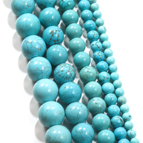 Accessoires de bricolage turquoise naturelle 4 6 8 10 12 mm perles d'espacement - Photo 1 sur 13