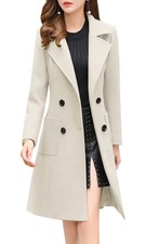 Chouyatou Women 2xl Elegant Notched Collar Double Breasted Wool Blend Over Coat