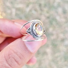 Citrine Gemstone 925 Sterling Silver Handmade Best Ring Gift For Valentine C-501