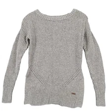 Toms Sweater Gray Wool Classic Ribbed Long Sleeves Round Neck Knit Women Size XS