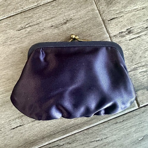 Ingber Vintage verziert Gold Metall & Marineblau Stoff Geldbörse Tasche Handtasche mit Münzbörse - Bild 10 von 12