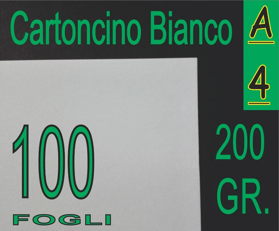 100 FOGLI Cartoncino bianco gr 200 x Stampante Laser e Inkjet A4