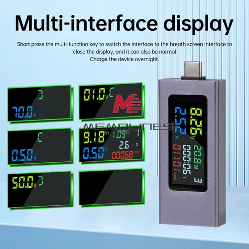 USB Type-C Digital Display Power Tester Voltage Current Capacity Meter DC4.5~50V