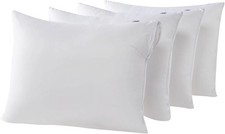 4 Piece Waterproof Down and Feather Pillow Protector with Zipper