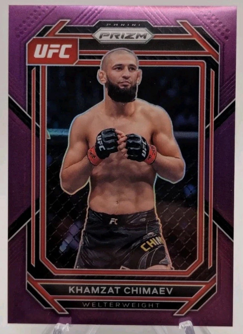 2023 Panini Prizm UFC Khamzat Chimaev #150 Purple Prizm /149