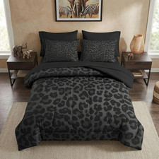7 Pcs Comforter Set Queen Size, Leopard Print Wild Animal Bedding Set for Kids a