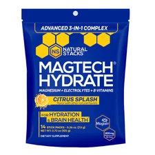 2 X Natural Stacks MagTech Hydrate - Magnesium Electrolytes B Vitamins Citrus Sp
