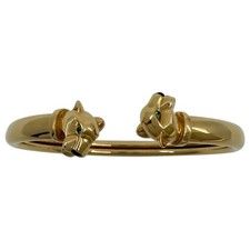 Panthere De Cartier Tsavorite Garnet & Onyx 18k Yellow Gold Cuff Bangle Bracelet