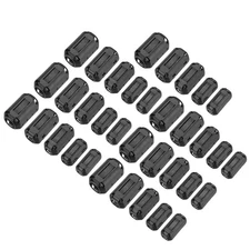 35Pcs 5Size Clip-on Ferrite Ring Core, Noise Filter Cable Clip EMI RFI Black