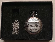 'To My Son I Love You' Pocket Watch - Silver Tone Pendant Chain - Necklace Men's