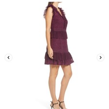 Adelyn Rae Burgundy Lace Ruffle tulle Sleeveless Dress Women's Size M