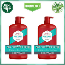 2 Pack Old Spice High Endurance Body Wash for Men, Pure Sport Scent, 33.4 fl oz