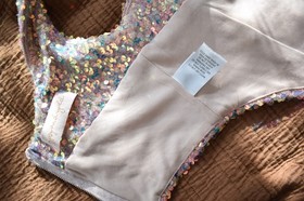 Olivaceous Iridescent Pink Mermaid Sequin Corset Top size S/M 