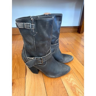 Corso Como Women's Somers Motorcycle Boot Black Worn Leather Size 8