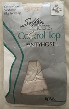 NEW Silken Sheers Ivory Control Top Silky Lycra Leg Cotton Crotch 150-200 Lbs