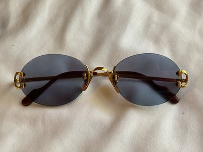 Cartier Vintage Sunglasses. Gold Frame. Blue/purple Lenses  display picture 1