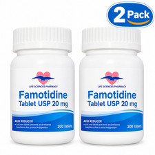 Famotidine 20mg Tablets USP Acid Reducer 200 Tablets Pack of 2