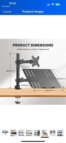 suptek Monitor Arm w/Laptop Tray VESA Desk Mount Stand MD6432TP004 - Picture 7 of 12