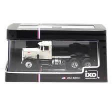 IXO Models 1955 Peterbilt 281 White w/ Black Fenders Semi Truck 1:64 Diecast