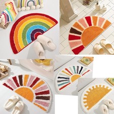 Rainbow Half Moon Rug Fireside Semi Circle Bathroom Kitchen Rug Door Mat 50 80CM
