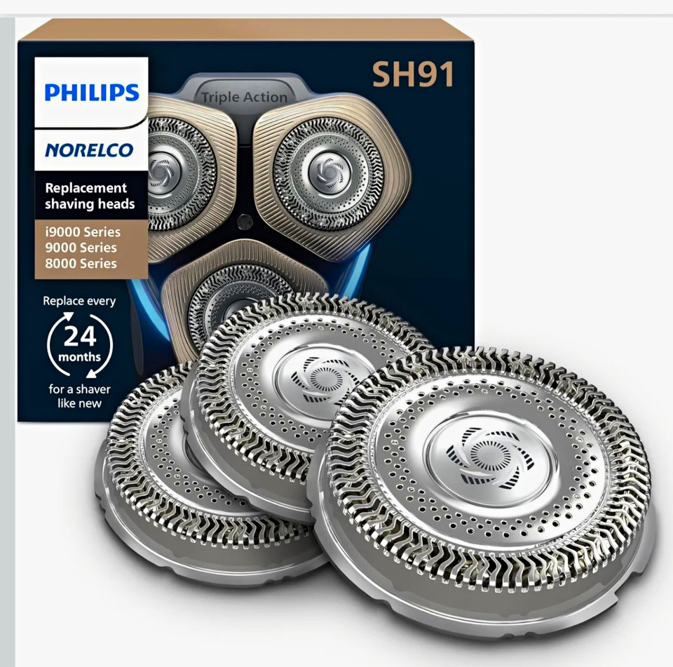 Genuine Philips Norelco SH91 Silver Replacement Shaving Heads 3 pack