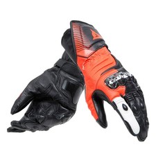 Gants En Cuir De Moto Dainese Racing 4 Long Rouge Fluo Protections En Carbone