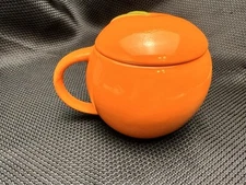 Orange Ceramic Coffee Or Tea PEACH Mug Cup & Lid DASH OF THAT