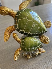 DECORATIVE SEA TURTLES RESIN FIGURINE MAMA W/ BABY