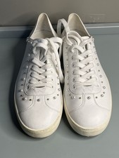 Stuart Weitzman Goldie Convertible White Leather Pearl Detail Lace Up Sneakers 9