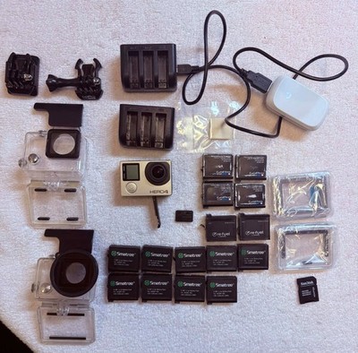 GoPro HERO4 Action Camera 15 batteries 2 Chargers & Waterproof Cases BUNDLE 